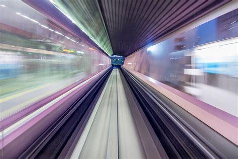 Speed And Motion From Fast Train Passing A Train Station Del