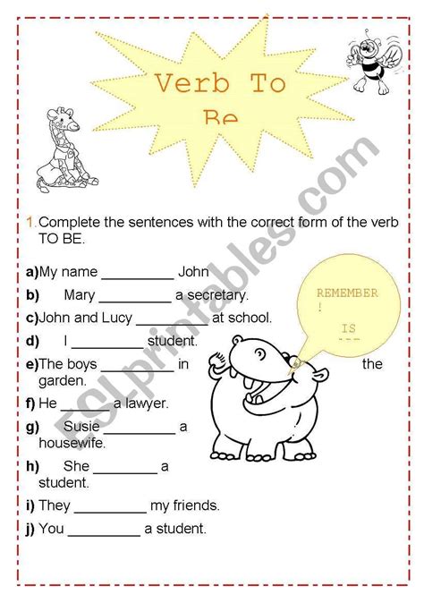 This A Very Easy Worksheet That Help Your Kids To Learn Verb To Be