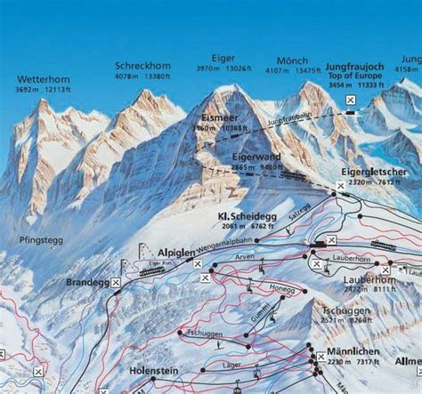 2017 JUNGFRAUREGION-MURREN-WENGEN-Grindelwald Switzerland - Ski Map