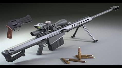 Los rifles barret de calibre.50 tienen una velocidad de fuego semiautomático y una acción de retroceso de cerrojo giratorio para expulsar y cargar el según la compañía, una bala de esta arma puede perforar una pared de hormigón o el bloque de hierro de un motor para inutilizar a un vehículo. Pin auf weapon
