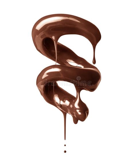 Melted Chocolate With Dripping Drops In A Swirling Shape Isolated On A White Background Stock