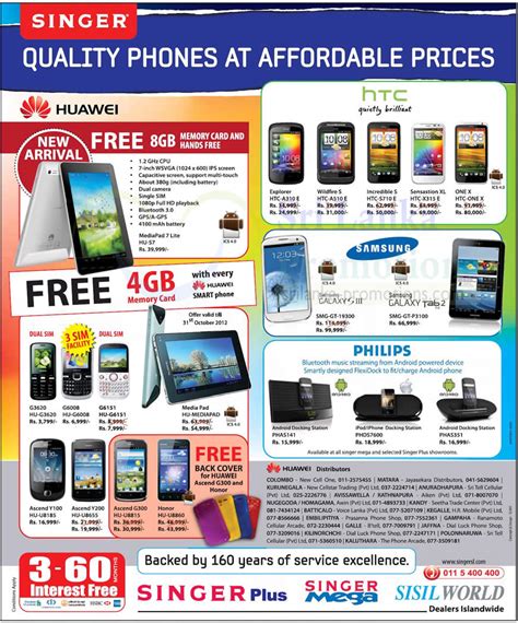Bandingkan dan dapatkan harga terbaik sebelum belanja online. Singer Huawei, HTC & Samsung Smartphones & Tablet Price Offers 28 Oct 2012