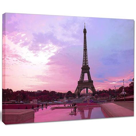Designart Paris Eiffel Tower In Purple Tone Landscape Photography