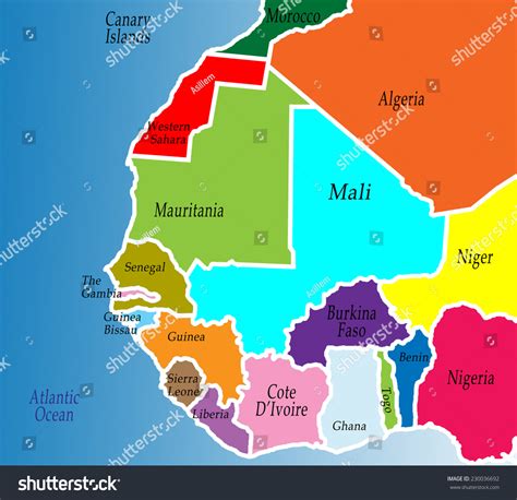 Western Africa Map With Countries Cities And Roads