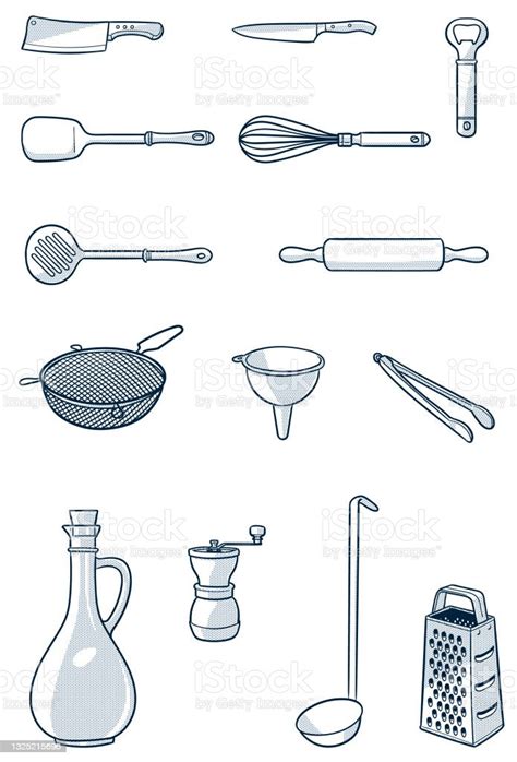 Halftone Kitchen Utensils Stock Illustration Download Image Now