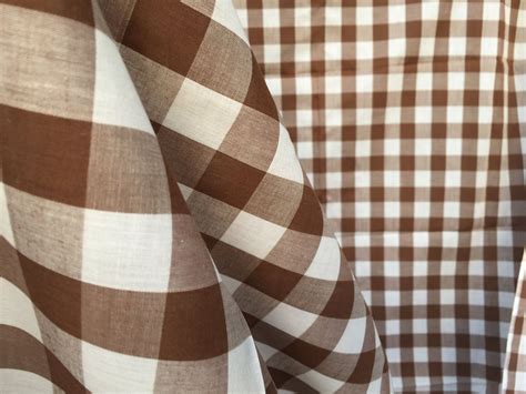 Vintage Lightweight Cotton Fabric Brown And White Gingham Etsy