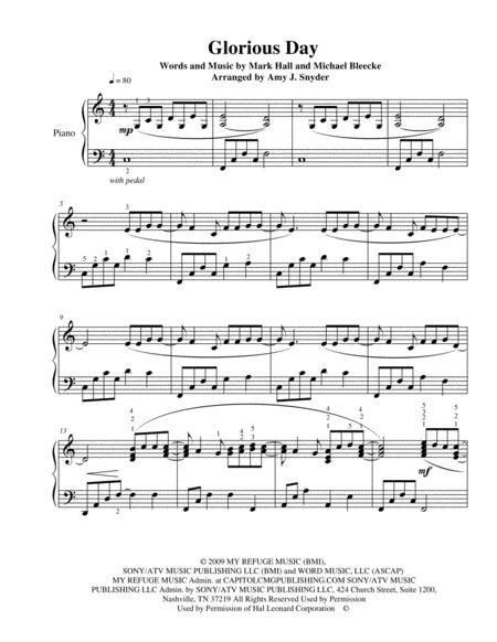 Glorious Day Living He Loved Me Piano Solo Sheet Music Pdf Download