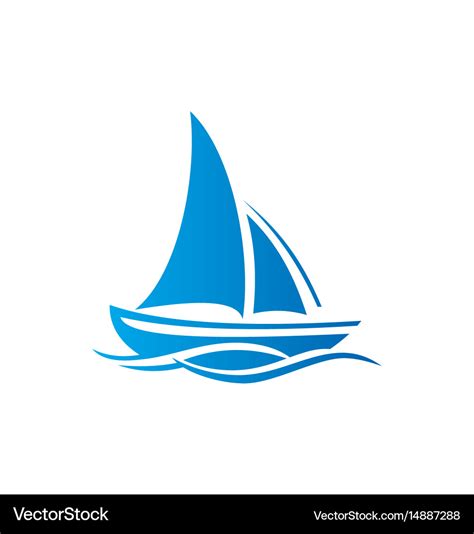 Sailing Boat Ocean Logo Royalty Free Vector Image