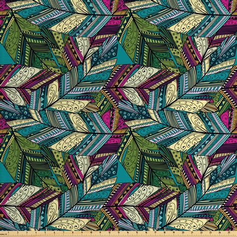 Abstract Upholstery Fabric By The Yard Exotic Feather Pattern Colorful