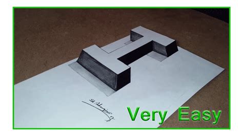 Very Easy How To Drawing 3d Floating Letter I 2 Anamorphic Illusion