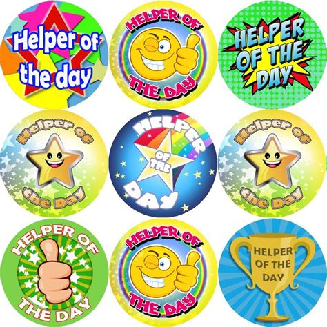 144 Helper Of The Day Themed Teacher Reward Stickers Large Sticker