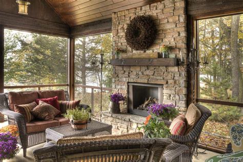 Autumn By The Lake In Cozy Screened Porch W Stone Fireplace Lower