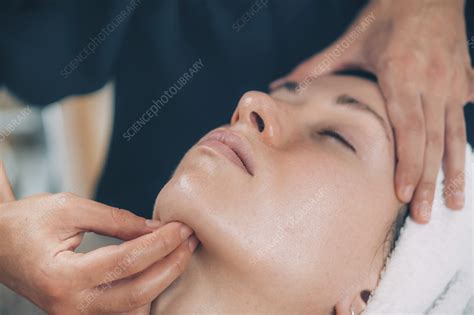 Lymphatic Drainage Face Massage Stock Image F Science
