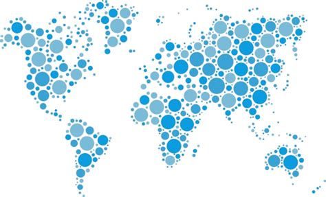 Blue World Map With Dots On White Background Vector Sea Blue Atlas