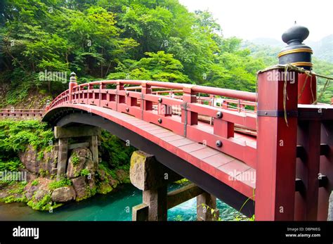 Red Bridge Shinkyo In Nikko Japan Stock Photo Alamy