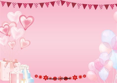 간단한 분홍색 생일 배경 컬러 리본 색깔의 깃발 풍선 배경 일러스트 및 사진 무료 다운로드 Pngtree