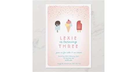 Ice Cream And Popsicle Summer Invitation Pink
