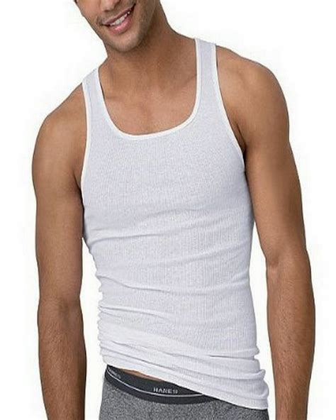 Mens 100 Cotton Tank Top A Shirt Wife Beater Undershirt Ribbed White 3 Pack Ebay