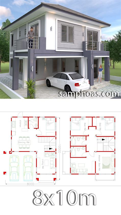The best 5 bedroom modern house floor plans. 4 Bedrooms Home Design Plan 8x10m - SamPhoas Plansearch ...
