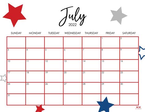 July 2022 Calendars 33 Free Printables Printabulls