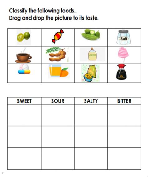 Different Taste Interactive Worksheet Kindergarten Worksheets