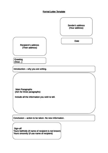 It's common to first thank someone or to introduce. Formal Letter Template Primary School High School Year 7 8 ...