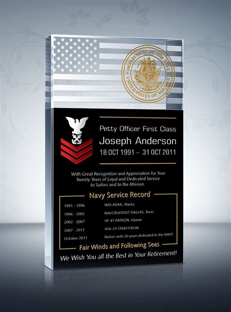 Navy Retirement Plaque And Poem Samples Military Shadow Box Army
