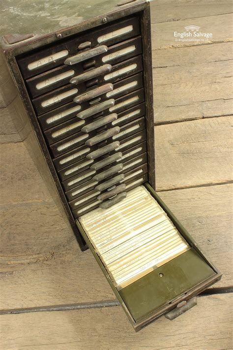 Vintage rustic metal single drawer index card cabinet drawer army green industrial file library cabinet box recipe box kitchen decor pickingpittsburgh 5 out of 5 stars (445) $ 28.75. Vintage Flat Index Card File / Photo Cabinet