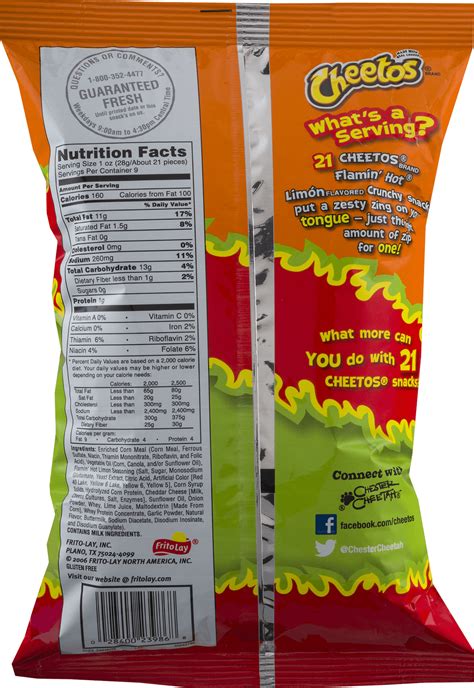 Hot Cheetos Lime Nutrition Facts