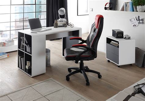 Modern und schlicht wirkt der schreibtisch bzw. Schreibtisch Tadeo matt weiß und Anthrazit 119 cm