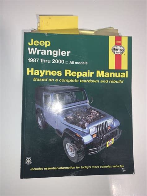 Haynes Automotive Repair Manual Ser Jeep Wrangler 1987 2000 By J H