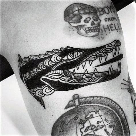 Black and grey alligator tattoo design for leg calf. 60 Alligator Tattoo Designs For Men - Cool Crocodiles