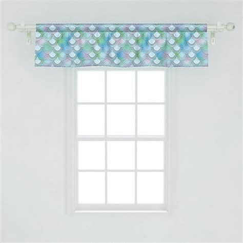 Ambesonne Fish Scale Window Valance Japanese Squama Pattern With