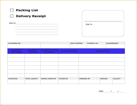 Delivery Receipt Template Excel Free Printable Templates