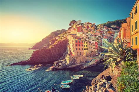 Italy Sea Landscape Cityscape Boat Cinque Terre Riomaggiore