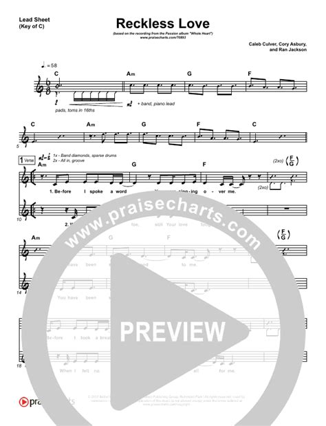 Reckless Love Sheet Music Passion Melodie Malone Praisecharts