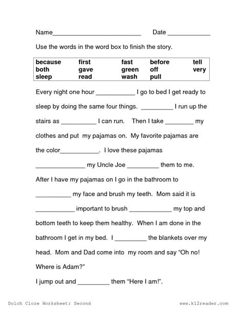 Second Grade Language Arts Worksheets
