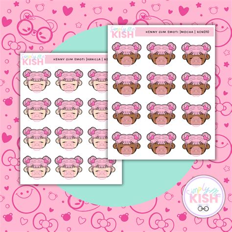 Kenny Bubble Gum Emoti Character Doodles Sticker Sheet Simply Me Kish