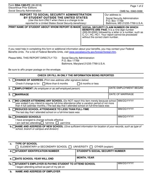 The information provided here is part of import export training online. Form SSA-1383-FC Download Fillable PDF, Report to Social ...