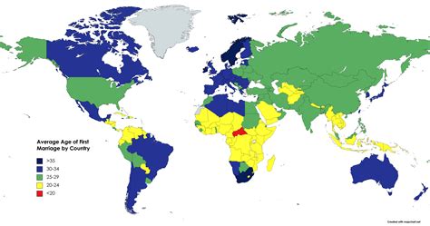 Average Age of First Marriage by Country : r/MapPorn