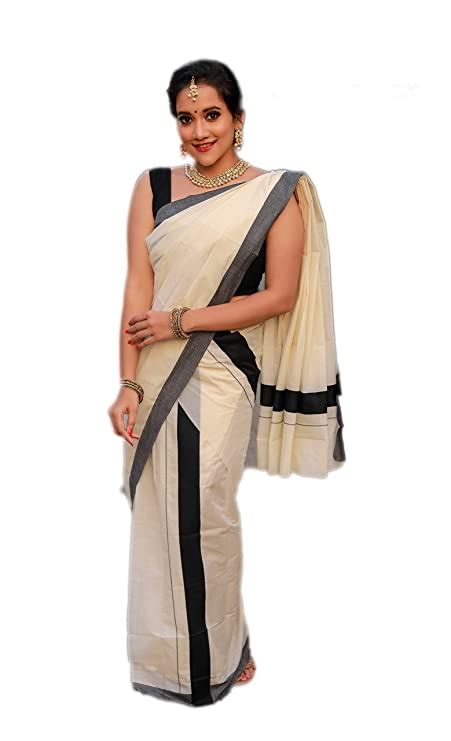 Buy Kerala Bygone Fashion Womens Kasavu Cotton Set Mundu Saree Without