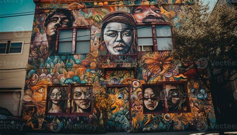 Multi colored mural depicts indigenous culture in famous Beijing