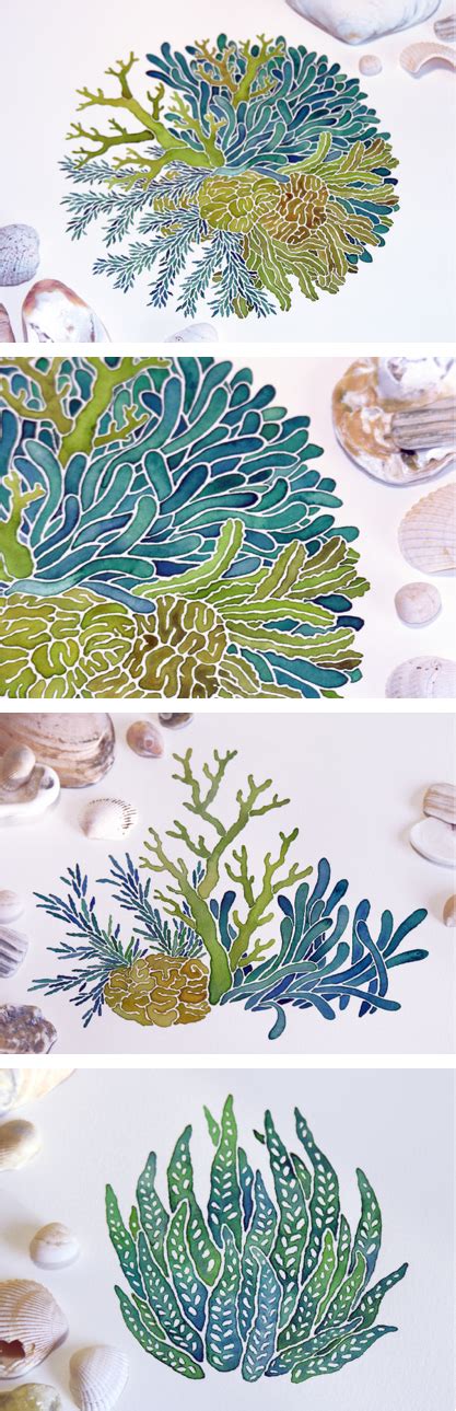 Personalize your car windows with stickers designed by independent artists. Algas Marinas AcuarelaSasha Prood | Watercolor ...