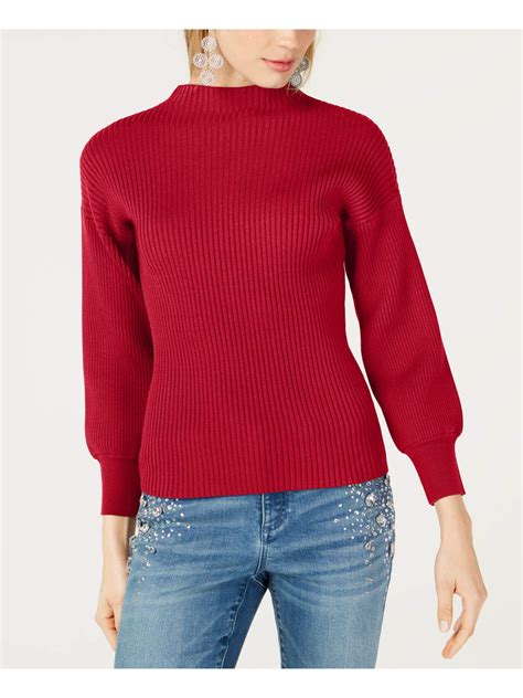 Inc Womens Ribbed Pullover Mock Turtleneck Sweater Red L 706254028615 Ebay