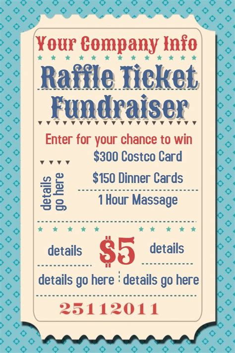 The Raffle Ticket Fundraiser Flyer For 5 Is Shown In Red White And Blue