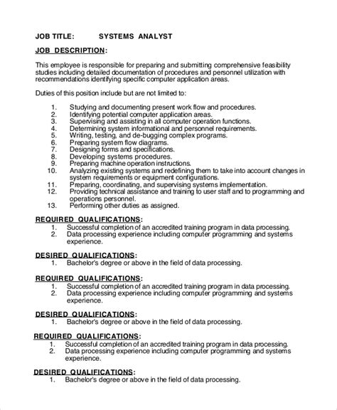 Free 9 Sample Systems Analyst Job Descriptions In Pdf