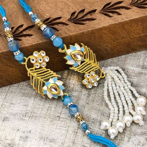 Designer Precious Stone Beads Bhaiya Bhabhi Rakhi Set Buy Online