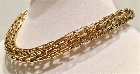 Gucci Gold Plate Chain Link Choker Necklace By Paolo Gucci For Sale At