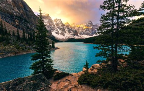 Wallpaper Trees Mountains Lake Ate Canada Albert Banff National