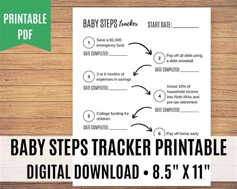 Dave Ramsey Printable Baby Steps Tracker Baby Step Progress Etsy